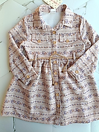 CICEKLI INCE KADIFE GÖMLEK ELBİSE