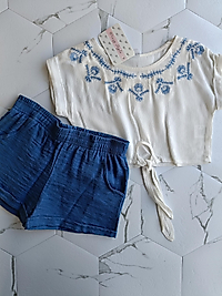 Şile bezi kız cocuk sortlu takım