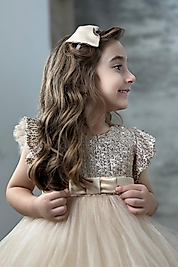 TÜLLÜ PULLU ELBİSE