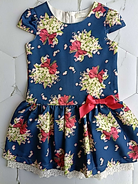 Çiçekli duble kumaş elbise