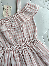 OMZU ACIK CIZGILI KOTON ELBİSE