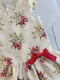 Çiçekli duble kumaş elbise