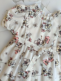 BEYAZ ÇİÇEKLİ KREP ELBİSE