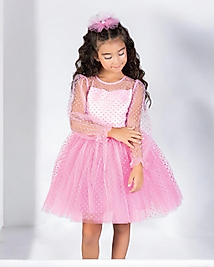 FLOK BASKILI PUANLI ELBİSE