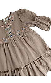 NAKIŞLI BALON KOLLU AYROBİN ELBİSE