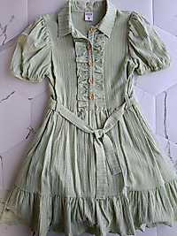 Balon kol pamuk elbise